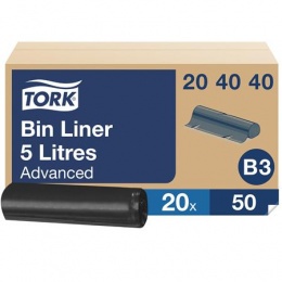 Hulladékgyűjtő zsák, 5 l, B3 rendszer, 50 db, TORK, fekete